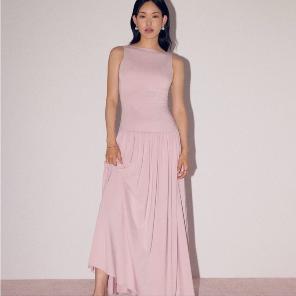 Abercrombie and Fitch Sleeveless Mauve Pink Maxi Dress with Drop Waist